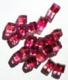 20 6mm Faceted Crystal, Cranberry, & Fuchsia Cube Beads